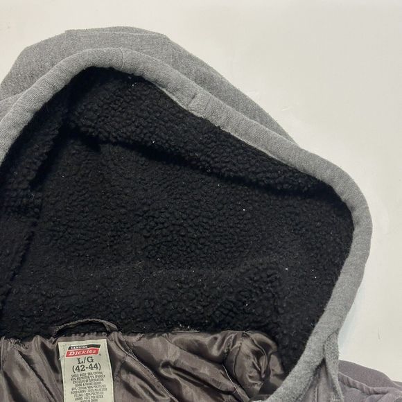 Dickies Men's Fleece Hooded Duck Shirt Jacket Size Large Grey - Picture 7 of 12